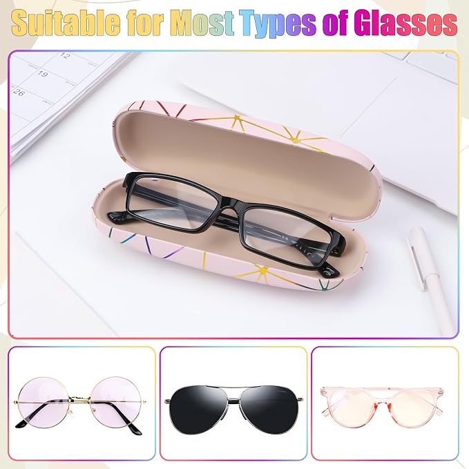 3 Piece Eyeglasses Case,Hard Shell Glasses Case Protective Case with Cleaning Cloth Reading Glasses Case