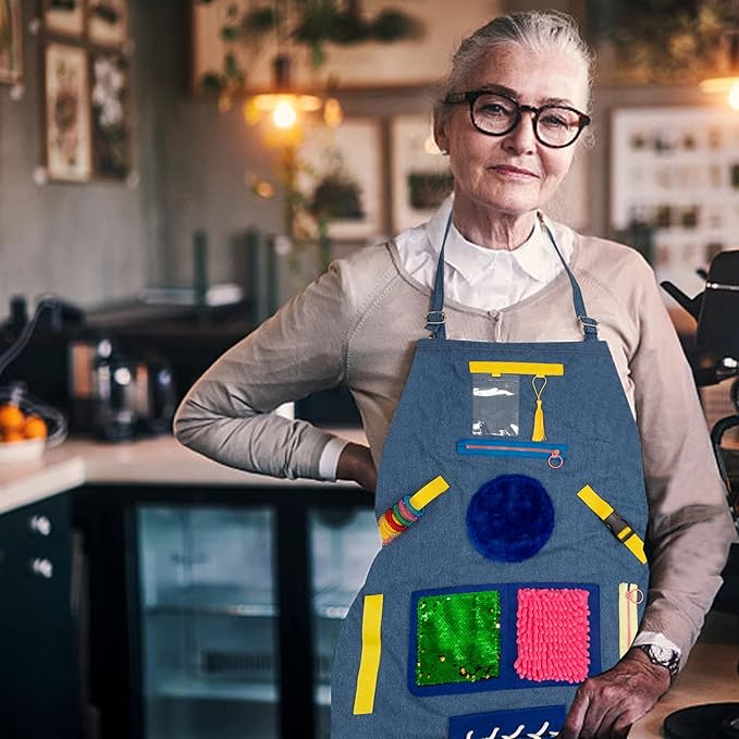 Dementia Products for Elderly,Fidget Apron,Fidget Blanket for Adults with Dementia,Games for People with Dementia,Alzheimers Activities,Autism Toys,Sensory Fidget Toys,Dementia Activities for Seniors