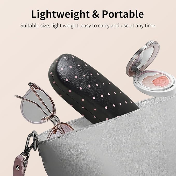 Glasses Case Hard Shell, Cute Sunglasses Case for Women Leather Protective Case for Eyeglass with Cleaning Cloth