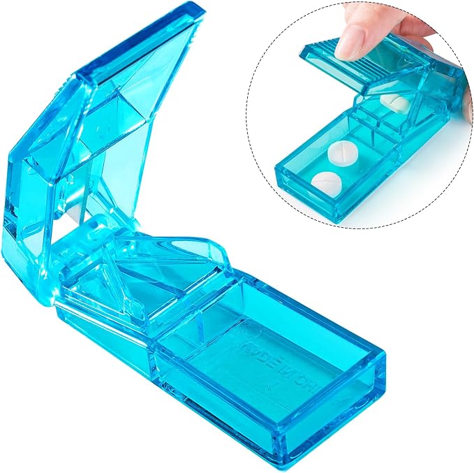 Ultrassist Pill Cutter and Splitter for Cutting Small or Large Pills, Accurate Medicine Splitter with Stainless Steel Blade, Transparent Vitamins Slicer Assorted Colors