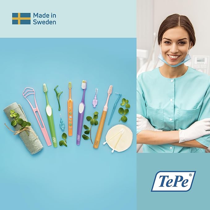 TePe Choice Soft Toothbrush with 3 Replaceable Heads, Gray