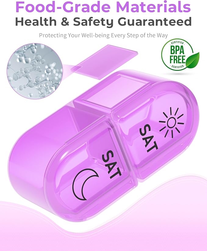 ππ’π₯π₯ ππ«π ππ§π’π³ππ«, Am & Pm Pill Organizer 7 Days, Weekly Pill Organinzer 2 Times a Day, Pill Box 7 Day, Medicine Pill Organizer for Travel, Vitamins, Fish Oils, Supplements