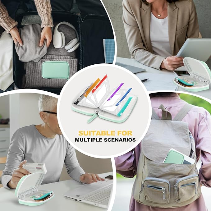 A7 Waterproof Pill Organizer with 7 PCS L Size Zippered Pill Pouches for A7 Binder, Large BPA-Free Weekly Medicine Organizer, Color-Coded Reusable Travel Pill Storage System