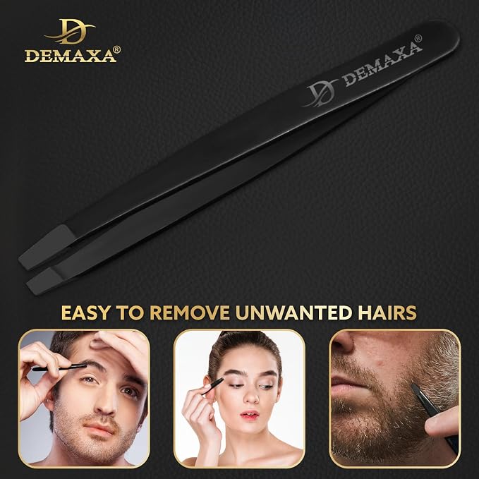 Mustache Scissors Beard Scissors for men with Beard Mustache Comb DEMAXA 5.5" Rust-Free Professionally Sharpened for Precision Trimming with Tweezers, Premium Black Beard Shears moustache scissors men