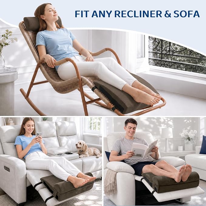 Recliner Foot Rest Cushion with Removable Semi-Cylinder | Customize Support For Every Body Part, Adjustable Recliner Leg Pillow for Recliner&Sofa,2 Reinforced Strap for No Slip,Coffee