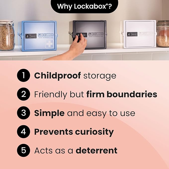 Lockabox Mini™ | Small Lock Box with Combination Lock (Half Letter Sized) | Mini Lockable Box for Small Medicines, Snacks & Mobile Phones | External Size 8.8 x 6.1 x 4.7 Inches (Jet)