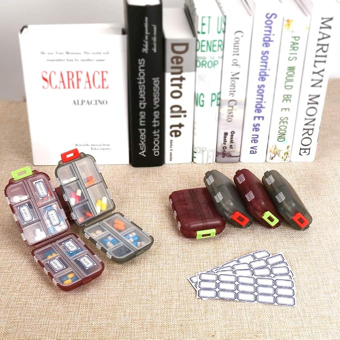 2PCS Travel Pill Organizer Box, Portable Pill Case, Pill Box Dispenser, with 10 Compartments for Different Medicines