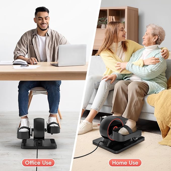 ANCHEER Under Desk Elliptical Machine, 2-in-1 Mini Exercise Bike, Digital Display, 9 Resistance Levels, 12 Speed Levels, Active and Auto Modes, Silent Operation