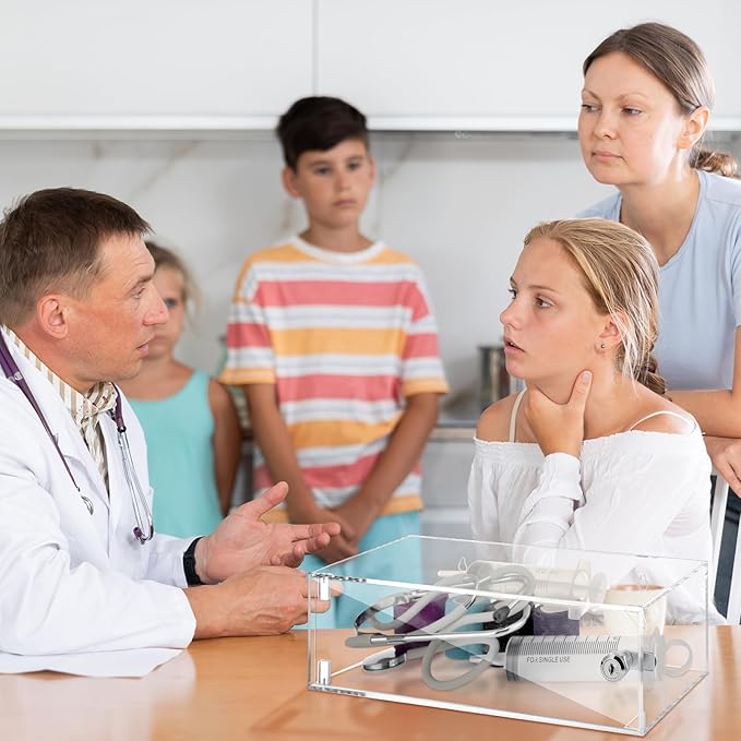 Refrigerator Medicine Lock Box with Keys and Mounting Hardware 13 x 5.12 x 4.02 Inch Wall Mount Locking Medicine Box Clear Acrylic Wall Cabinet, First Aid Kit for Emergencies Home Use