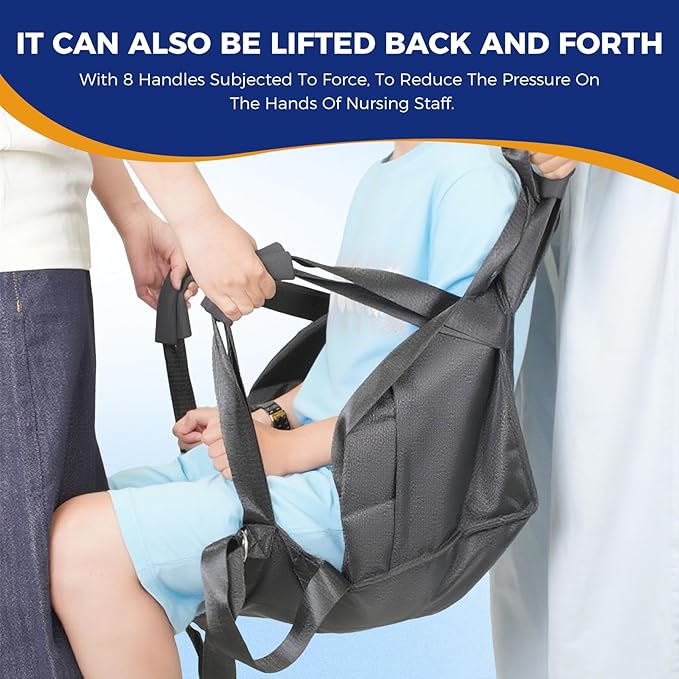 Patient Lift Transfer Belt for Wheelchair to Car/Bed, Emergency Evacuation Chair Stair Lift Assist pad, Portable Home Slide Board Sling Seat Cushion for Transferring Elderly and Disabled People.