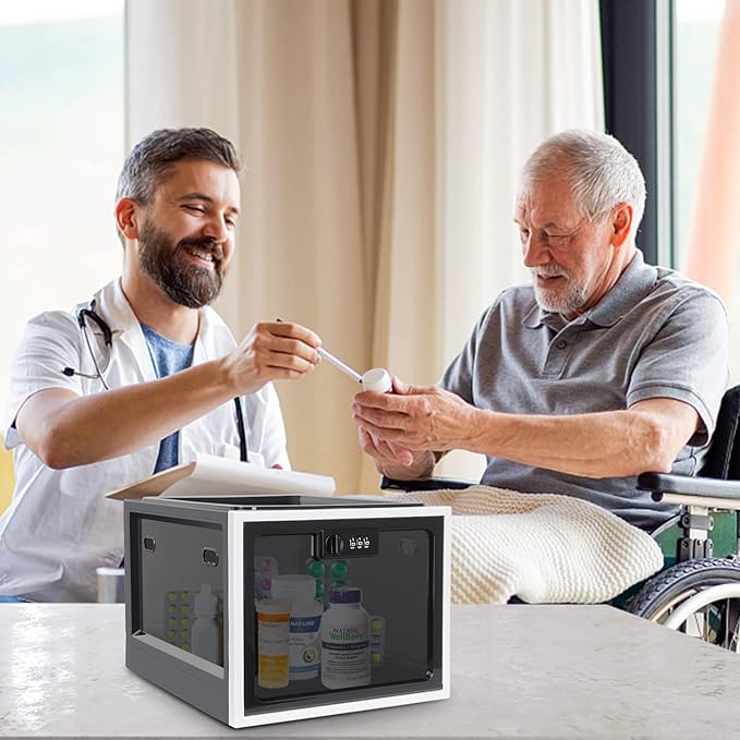 Medicine Lock Box, 2 Pack Medication Lockable Container for Refrigerator Food Safe Locking Box Tablet Phone for Kitchen Home School and Office Safety