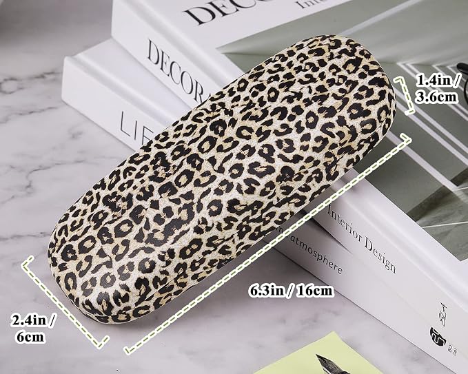 MoKo Hard Shell Eye Glasses Case, PU Leather Eyeglasses Cases with Cloth