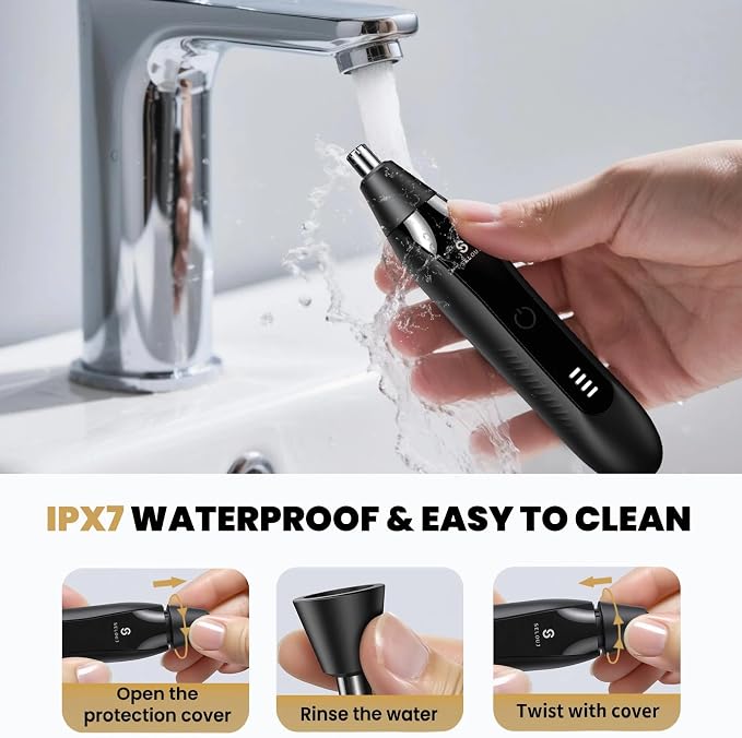 Ear and Nose Hair Trimmer for Men, 2026 Professional Painless USB Rechargeable Eyebrow & Facial Electric Hair Trimmer for Men Women, Powerful Motor, Dual Edge Blades, IPX7 Waterproof Easy Clean