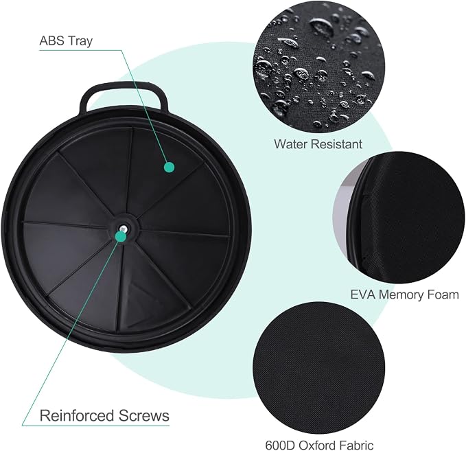 5 Gallon Bucket Seat, 360-Degree Swivel Seat Foam Cushion Bucket Seat Lid with Waterproof Cover for Dove Duck Hunting, Fishing, Baseball, Gardening and Camping
