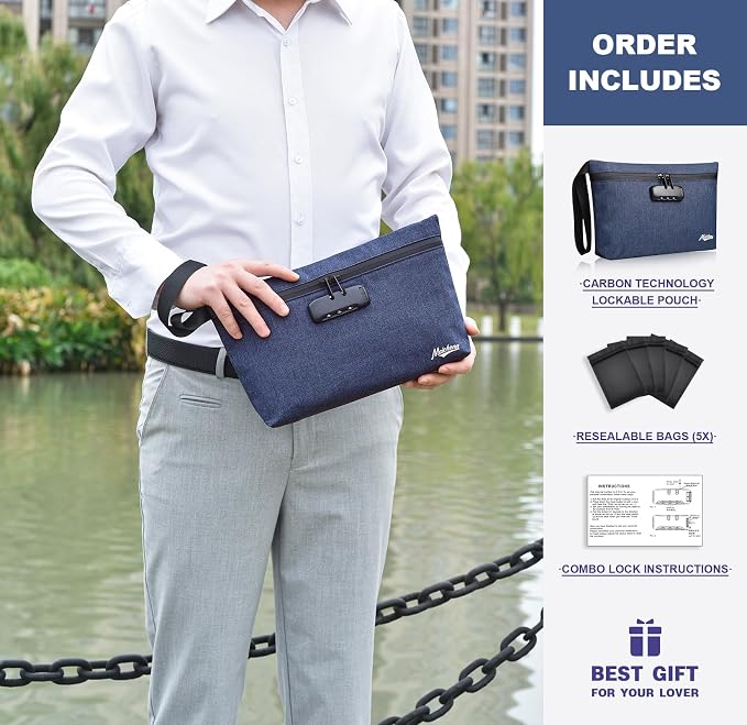 Smell Proof Bag with Combination Lock Large Storage Container Medicine Lock Bag Money Organizer Travel Storage Pouch