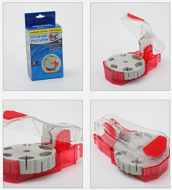 Perfect Pill Cutter - Pill Splitters for Small or Large Pills - Cuts up to 14 Different Shaped Pills or Vitamins with Self-Retracting Blade