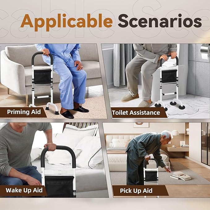 Upgraded Stand Assist Aid for Elderly with Two Sets of Bases and Night Light, Adjustable Stand Assist Providing Standing Assistance for People with Mobility Issues, for Couch, Bedside, Toilet, More