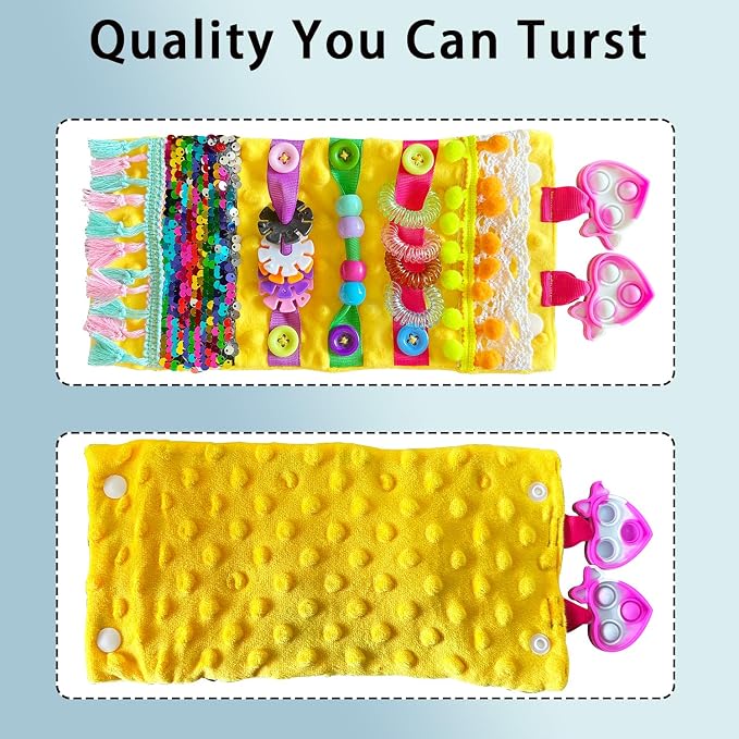 Fidget Blanket for Adult Dementia Products for Elderly Alzheimers Dementia Activities for Seniors Fidget Wrist Cuff Sensory Bracelet Tool for Seniors Dementia Gifts