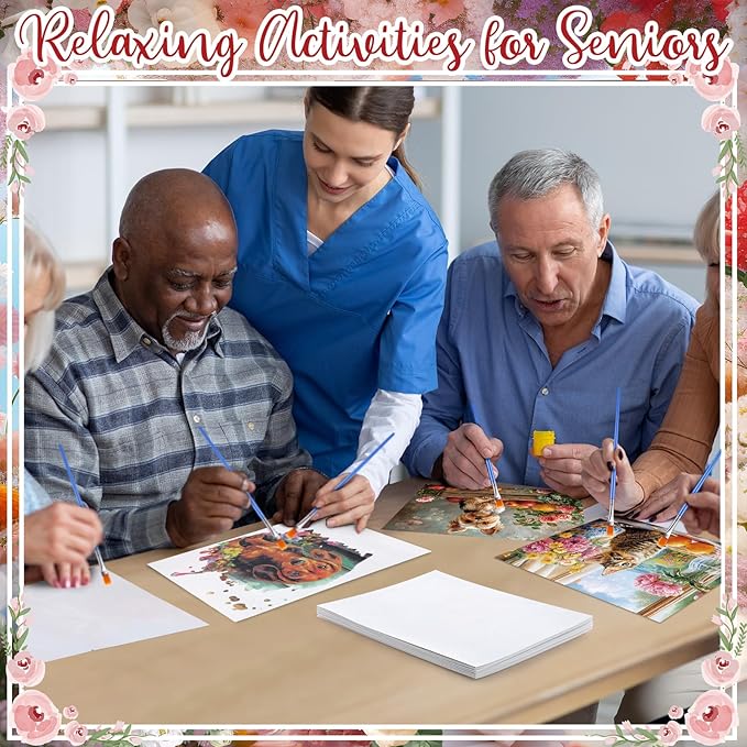 24 Pcs Dementia Products for Elderly Alzheimers Activities for Adults Seniors Reusable Water Painting Supplies with 1 Painting Brush Water Doodle Coloring Drawing Gifts Set(Pets)