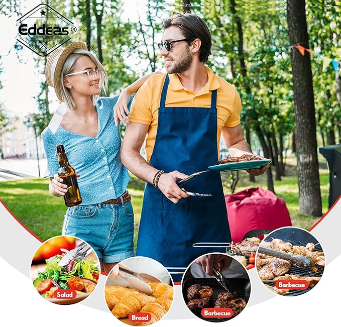 Small Tongs For Cooking, Mini 7 inch Kitchen Tongs -Heat Resistant 600 Degrees Stainless Steel and Non-Slip handle - Perfect for Cooking, Salad, Pasta, Steaks, Vegetables,Dishwasher safe