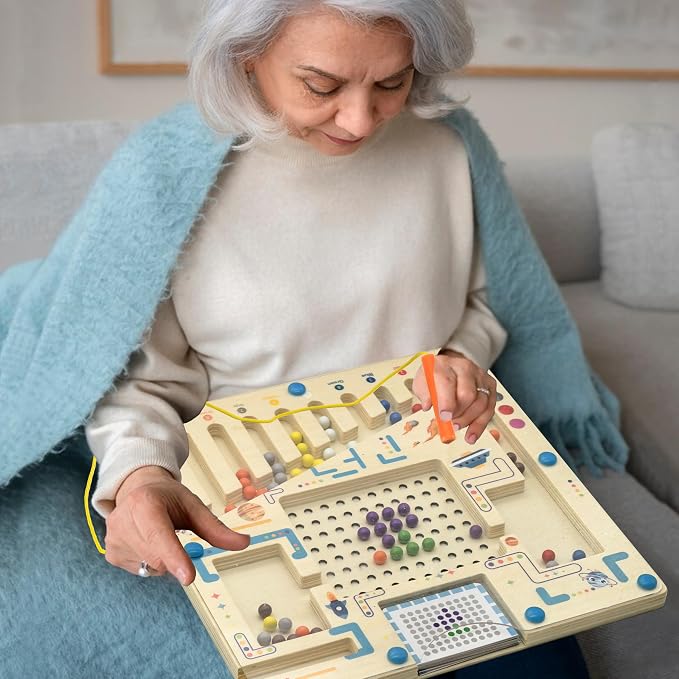 Alzheimers Products for Elderly, Memory Care Activities for Seniors, Magnetic Color & Number Matching Dementia Puzzles for Parkinson Patient, Fidget Sorting Sensory Cognitive Gift Maze Board