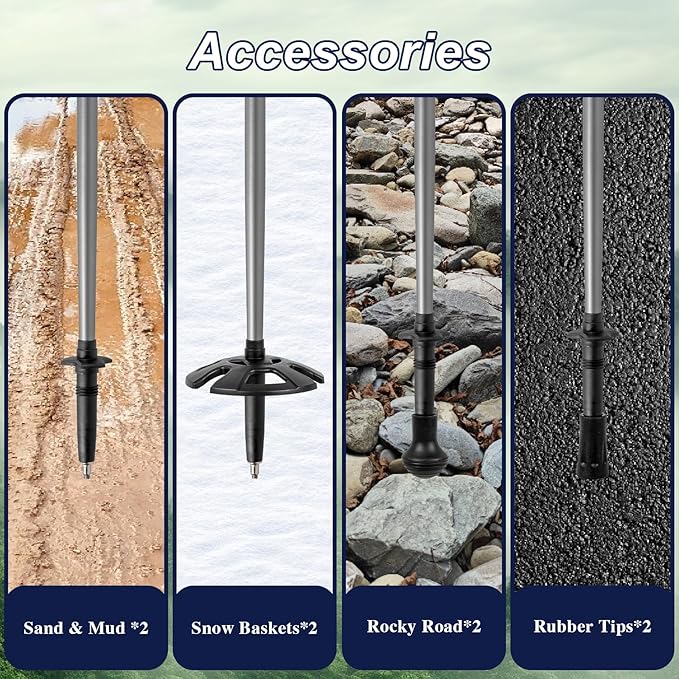 Hiking Poles, Ultra-Light Telescopic Trekking Poles,Portable Walking Sticks with Adjustable Height for Men and Women