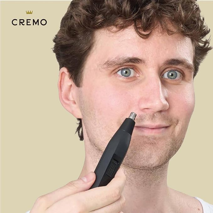 Cremo Nose & Ear Hair Trimmer for Men, USB-C Cordless Eyebrow Trimmer | Rotary stainless steel blades for nose, ear & eyebrow detailing. IPX5 wet/dry, USB-C rechargeable. For men & women.