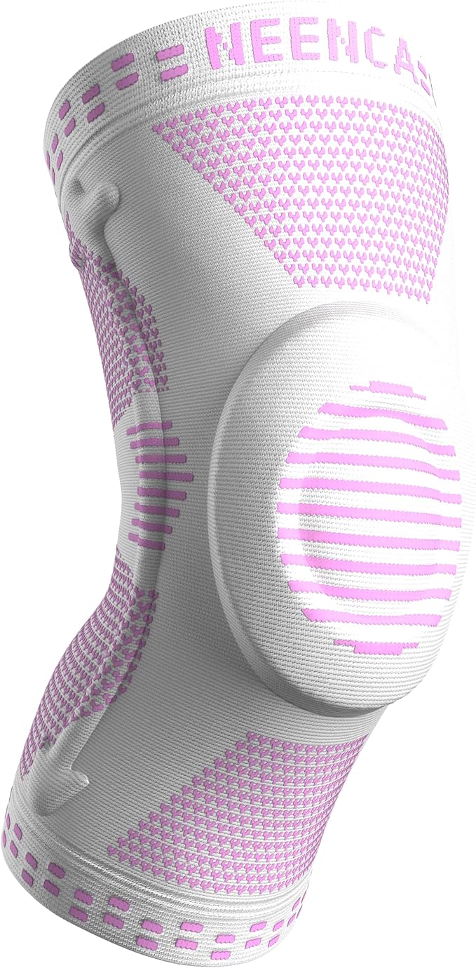 NEENCA Professional Knee Brace for Pain Relief, Medical Knee Support with Patella Pad & Side Stabilizers, Compression Knee Sleeve for Meniscus Tear, ACL, Joint Pain, Runner, Workout (Pink White, L)
