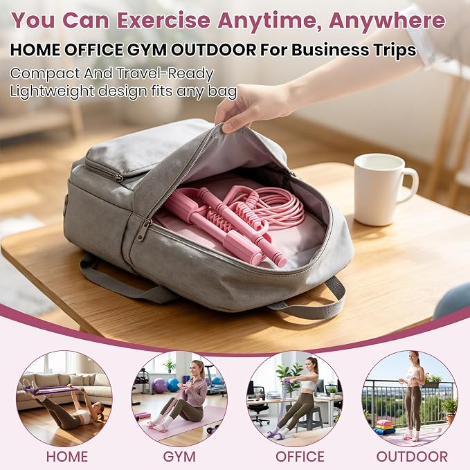 3-in-1 Adjustable Pedal Resistance Band with Handles, Natural Latex Portable Pocket Gym for Abdomen Waist Arm Leg Stretch Training, Workout Equipment for Home Office and Travel
