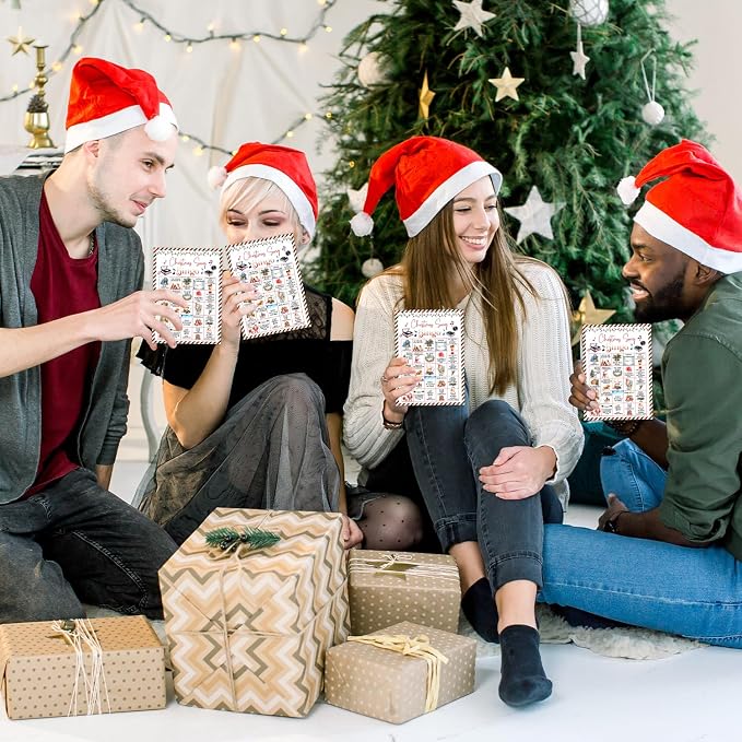 Christmas Song Bingo Game - Winter Bingo Card - 24 Players Bingo Game Set Indoor Outdoor Activities - Christmas, New Year Party Favors Supplies -A13
