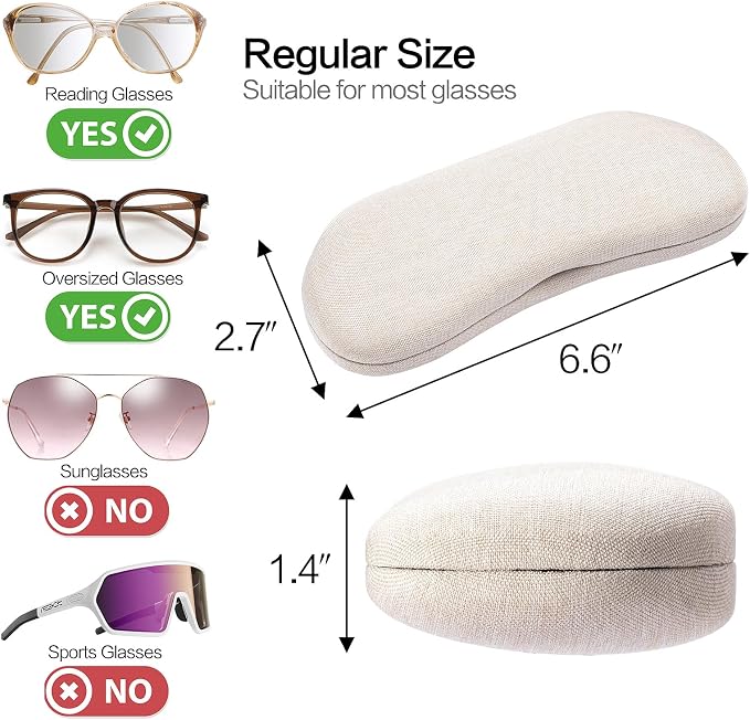 Vemiss Hard Shell Sunglasses Case, Large Linen Fabric Protective Glasses Case for Men Women