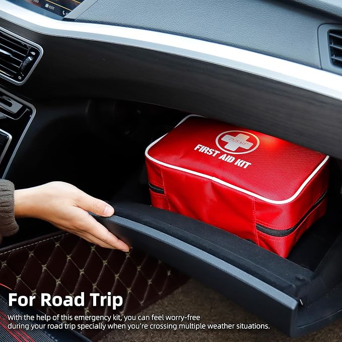 330 Piece First Aid Kit, Medium | Well-Organized Waterproof Compact Medical Kit, For Home, Car, Travel, Camping, Hiking, Truck, Office, Sports