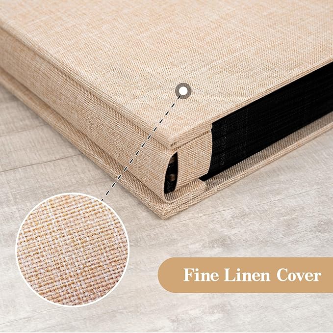 potricher Small Photo Album 4x6 100 Photos Linen Cover Picture Photo Book for Family Wedding Anniversary Baby Vacation (Beige,100 Pockets)