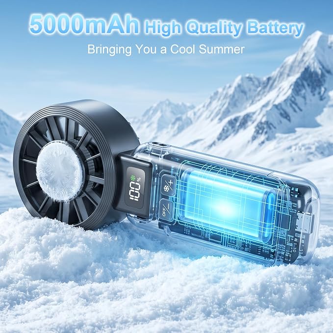 Pro Handheld Portable Fan Cooling 3-in-1 Hand, Desk, Neck & Fan | 5-Speed, Independent Switch, Digital Display, Foldable Personal Fan for Travel/Concerts/Sport Events/Gifts