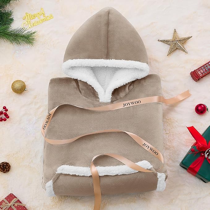 JOYWOO Nude Kids Wearable Blanket Hoodie, Oversized Cat lovers Hoodie Blanket for kids & Teens,Birthday Gifts for Girl Boys,Cozy Fuzzy Sherpa Fleece Blanket Giant Pocket Winter Gifts,Nude