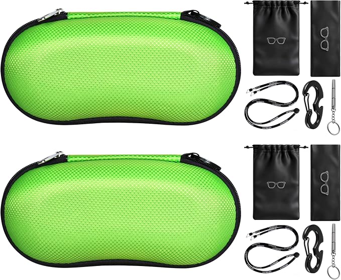 RayLove Sunglasses Case Hard Shell (2Pack), Crush Resistant Eyeglass Case with Zipper, Lightweight Sunglasses Travel Case