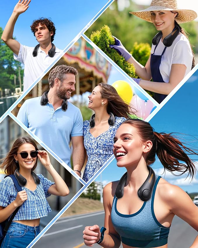 Portable Neck Fan - Rechargeable Personal Fan with Neck Support, 5000mAh, 5-Speed Quiet, Lightweight Long Lasting Bladeless Fan, Wearable Cooling Fan for Hot Flashes, Travel, Gifts for Men Women