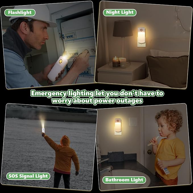 Enhon 9 Pack Emergency Power Failure Night Lights, Motion Sensor Night Light, Automatic Dusk to Dawn, Emergency Lights for Home, Bedrooms, Hallways, Black Outs, Rechargeable