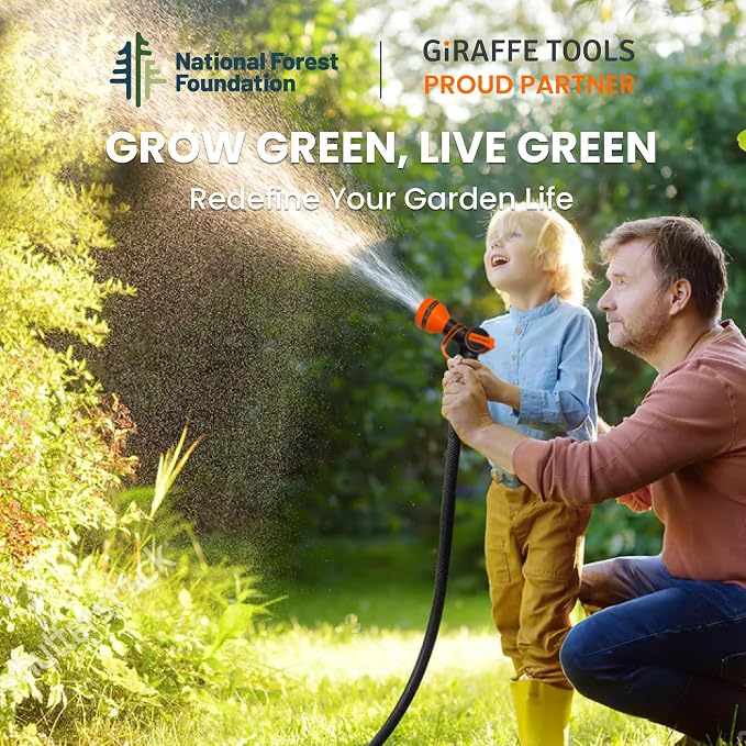 Giraffe Tools Garden Hose 2ft x 5/8'', Short Water Hose Heavy Duty, Lightweight, Flexible Hybrid Hose, Male to Female Fittings