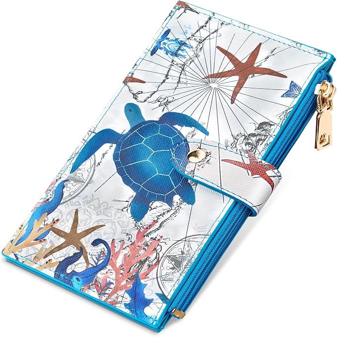 Travelambo RFID Wallet Women Large Size Bifold Multi Card Wallet Case with Zipper Pocke Credit Card Holder for Women