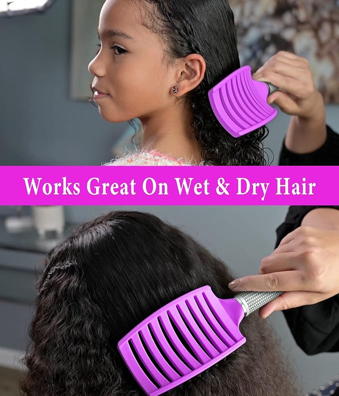 Detangling Brush for Women & Kids, Wet & Dry Hair, All Hair Types | Less pulling & breakage, Boar bristles tame frizz & add shine, Vents for faster blow-drying, Lightweight 4 oz, Non-slip grip
