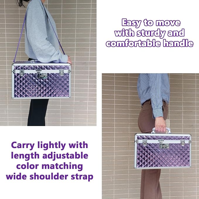 Storage Lock Box with Combination Lock, Lockable Medicine Storage Box, Empty First Aid Box, Security Lock Box, Multipurpose Locking Box for Home and Outdoor Use(X-Large,Purple)