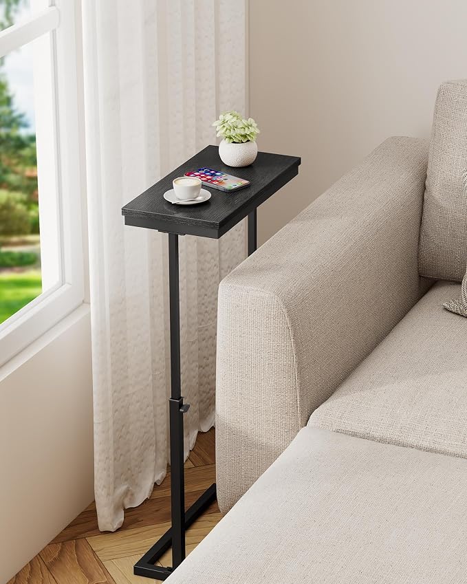 TUTOTAK End Table, Side Table, Tall Couch Table, Sofa Table, Set of 2 | for living Room, Bedroom, Black TB01BK0832