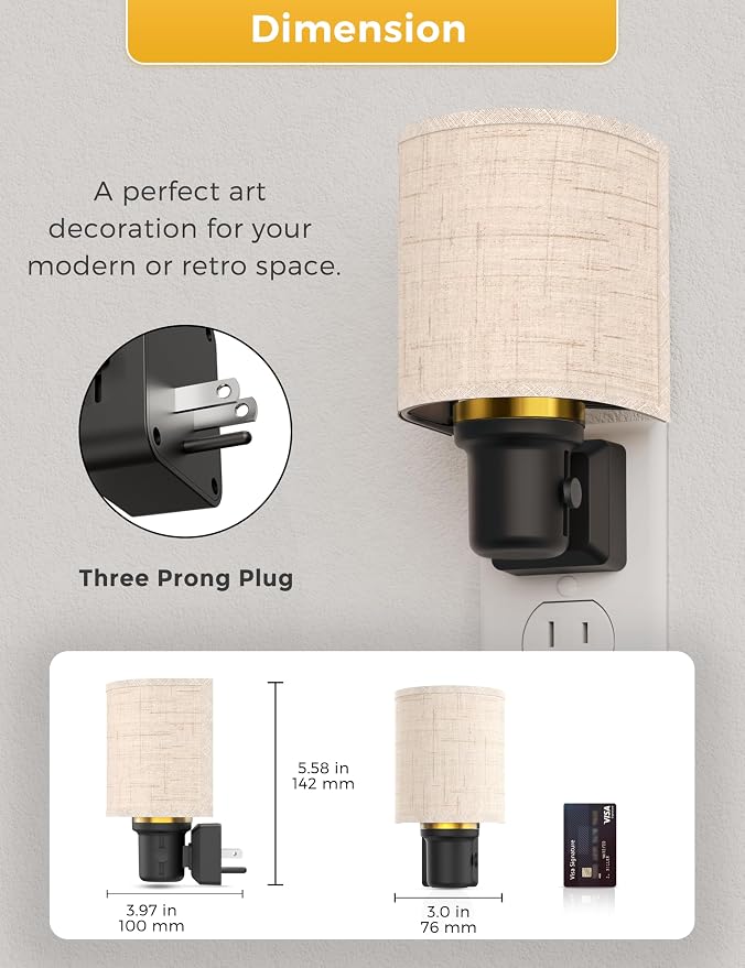 L LOHAS LED Bright Night Lights Plug into Wall, Plug in Night Light Dimmable, Daylight White, Decorative Nightlights Plug in Wall, Light Sensor, Linen Fabric Nightlight for Hallway Kitchen, 1 Pack