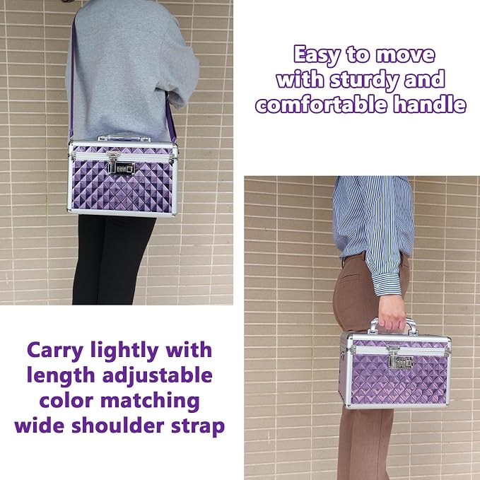 Storage Lock Box with Combination Lock, Lockable Medicine Storage Box, Empty First Aid Box, Security Lock Box, Multipurpose Locking Box for Home and Outdoor Use (Purple, Medium)