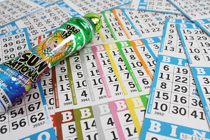 Bingo Books – 1 Face, 10 Pages Each, 100 Disposable Game Books – Recyclable Dauber Paper Sheets for Seniors & Adults (1on10up)