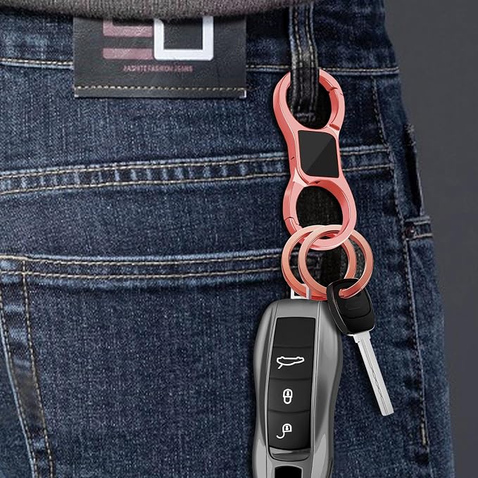 Idakekiy Key Chain Quick Release Spring with 4 Key Rings Heavy Duty Car Keychain Organizer for Men and Women