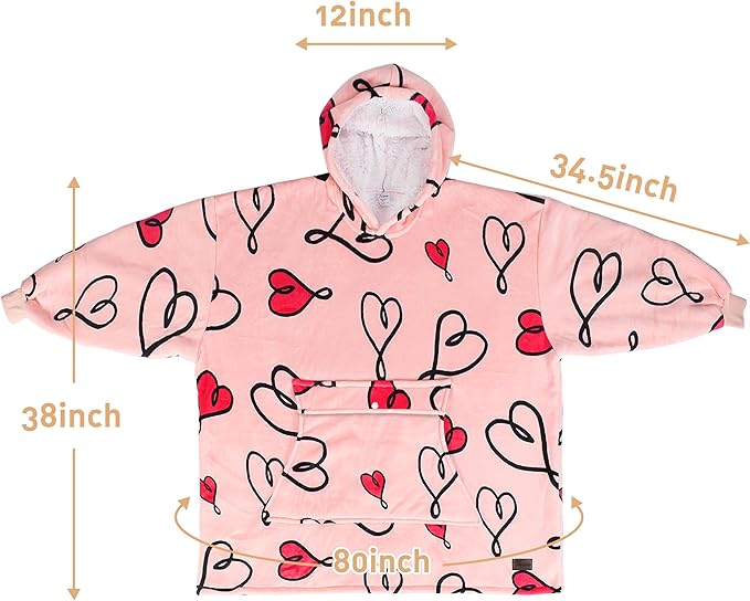 Catalonia Oversized Blanket Hoodie Sweatshirt, Wearable Sherpa Lounging Pullover for Adults Women Men
