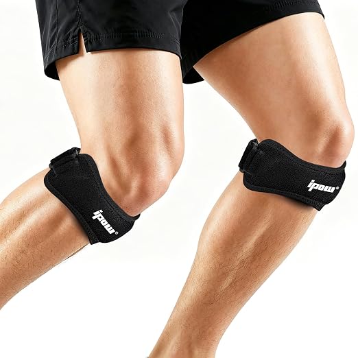 IPOW Patella Tendon Knee Strap 2 Pack Knee Pain Relief & Patella Stabilizer Knee Strap, Patellar Tendon Support Strap, Knee Brace for Running, Hiking, Soccer, Basketball, Jumpers Knee, Tennis, Volleyball & Squats