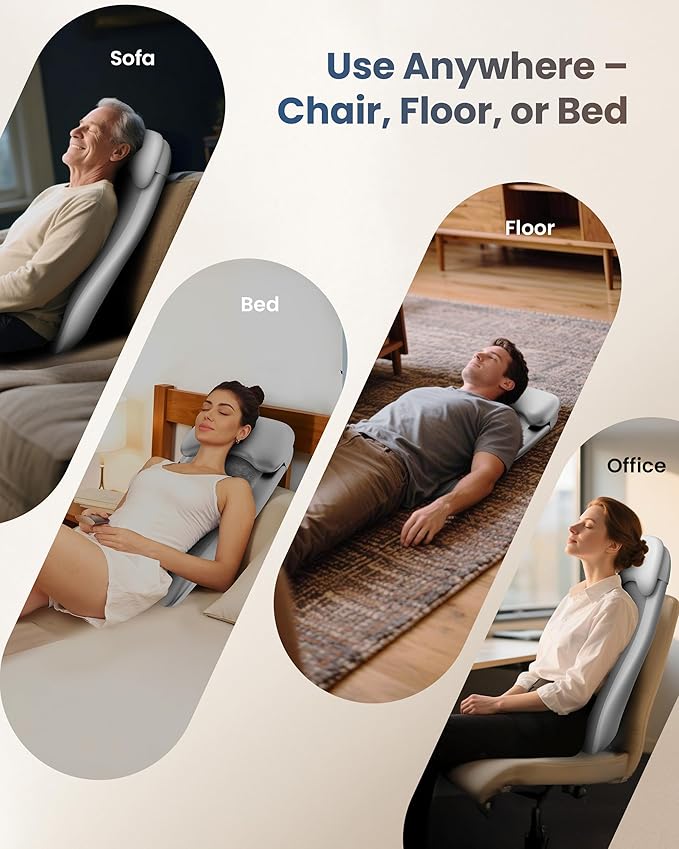 COMFIER Cordless Back Massage Chair Pad with Multi Functions, 2D/3D/Mix Shiatsu Neck and Back Massager with Heat, Chair Massager for Home Office Indoor/Outdoor Use